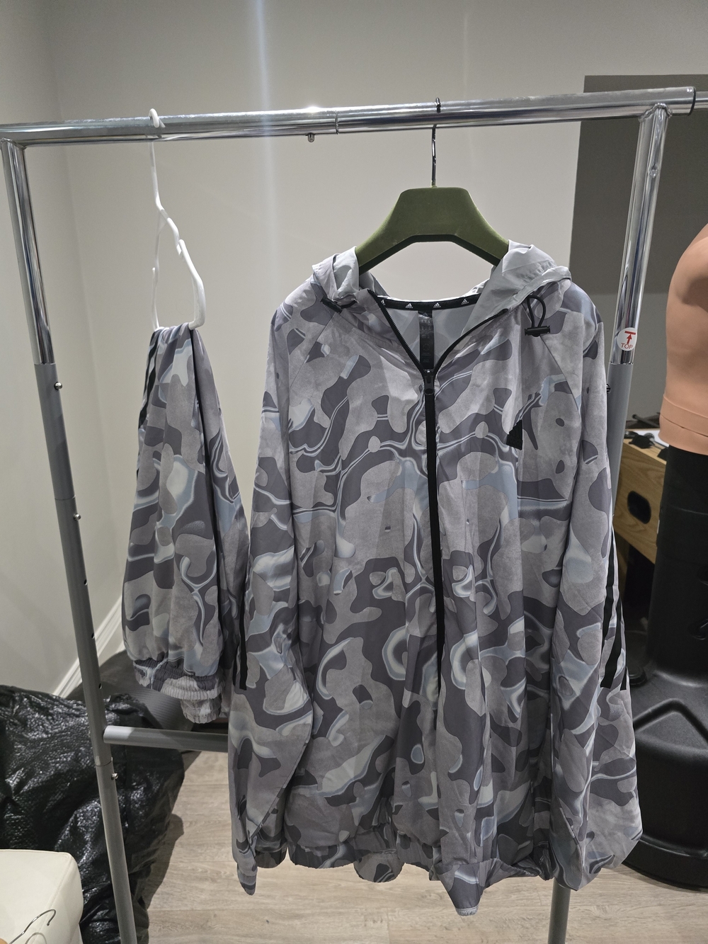 adidas Grey Camouflage Hooded Windbreaker Tracksuit